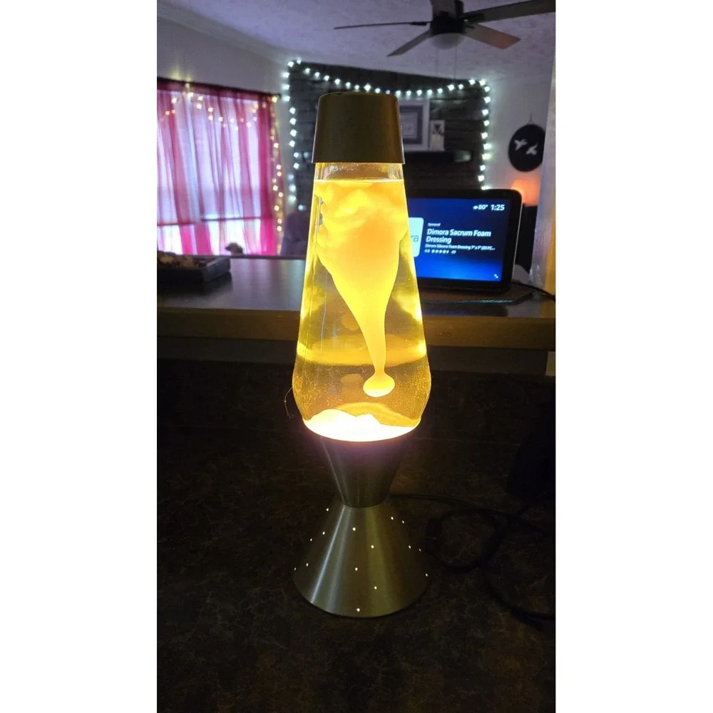 Vintage Lava Lite Lava Lamp - Starlight Series Base - Yellow Wax + Clear Liquid
